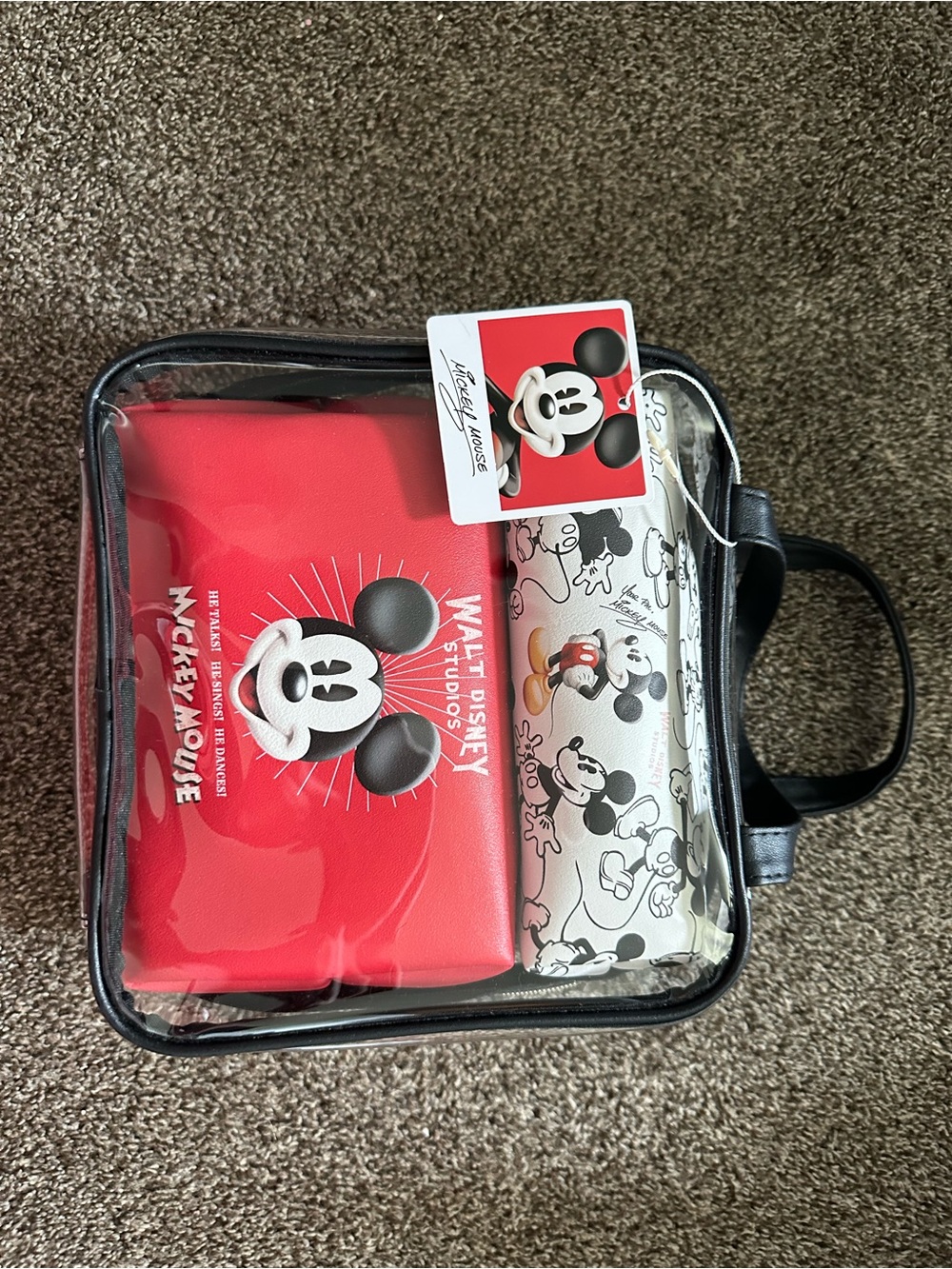 Disney Mickey Mouse Clear Cosmetic Tote with Red & Black Accents